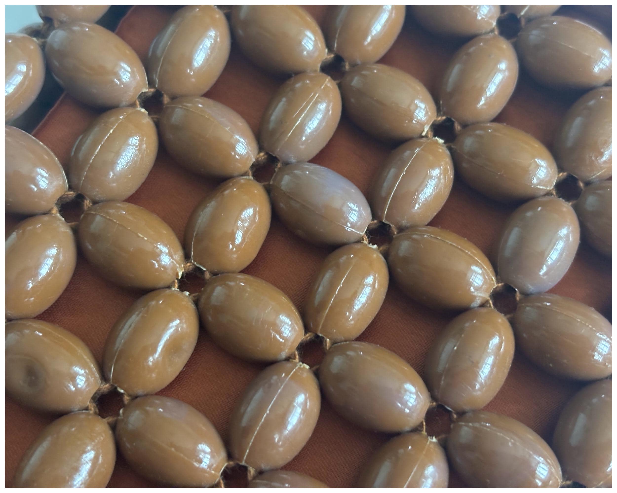 Vintage Retro Brown Plastic Chunky Bead Handbag 60s/70s