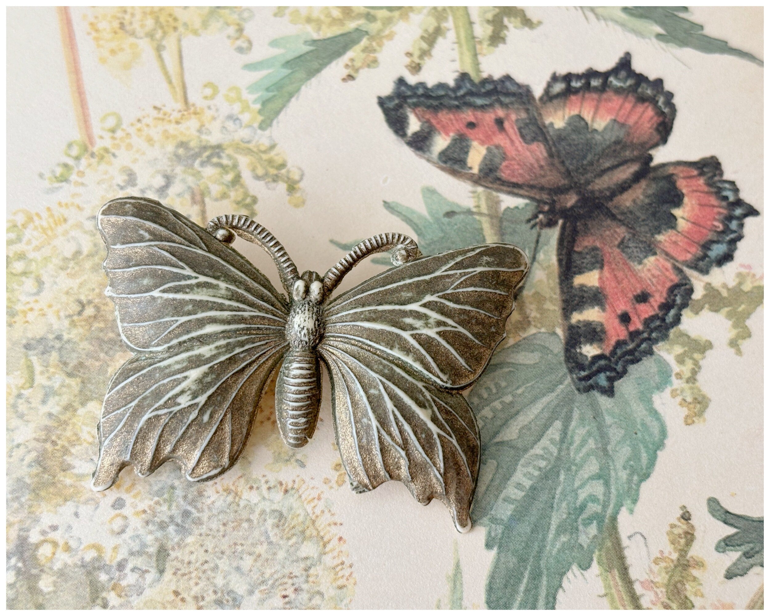 Vintage Celluloid Early Plastic Butterfly Brooch